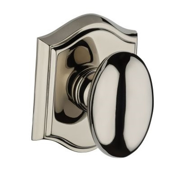 Baldwin Reserve FDELLTAR055 Lifetime Polished Nickel Full Dummy Ellipse Knob with Traditional Arch Rose