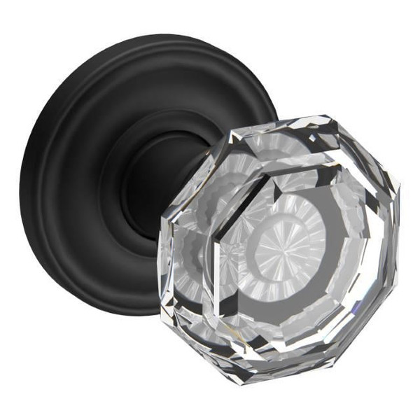 Baldwin Reserve FDCRYTRR190 Satin Black Full Dummy Crystal Knob with Traditional Round Rose