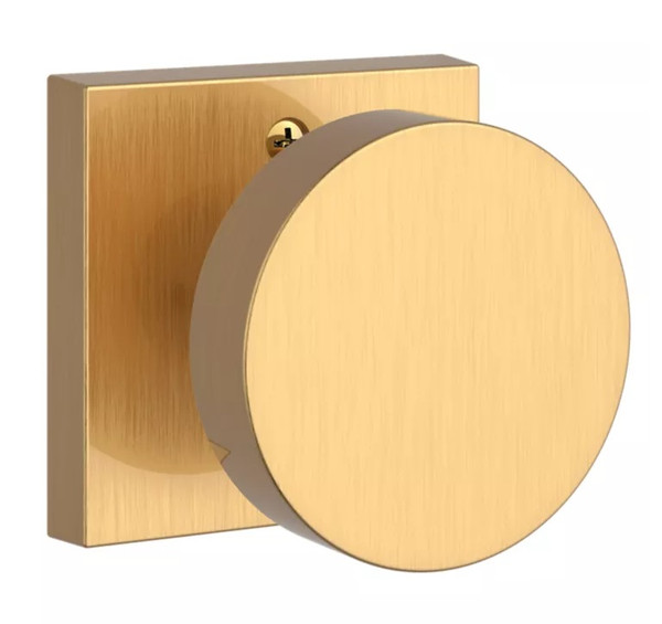 Baldwin Reserve HDCONCSR044 Lifetime Satin Brass Half Dummy Contemporary Knob with Contemporary Square Rose