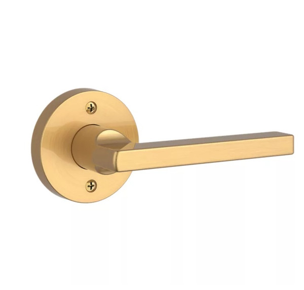 Baldwin Reserve HDSQUCRR044 Lifetime Satin Brass Half Dummy Square Lever with Contemporary Round Rose