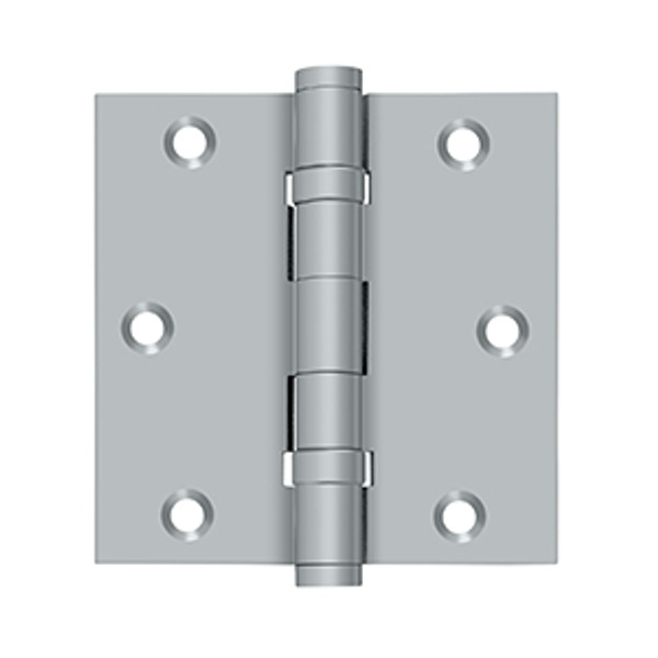 Deltana DSB35B26D Satin Chrome 2 Ball Bearing 3-1/2" x 3-1/2" Square Corner Brass Hinge