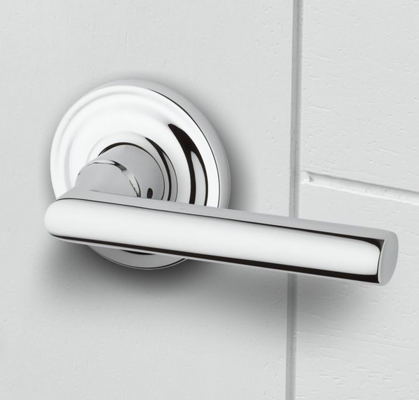 Baldwin Reserve HDTUBTRR260 Polished Chrome Half Dummy Tube Lever with Traditional Round Rose