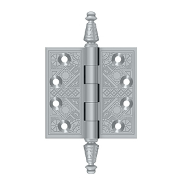 Deltana DSBP35U26D Satin Chrome Ornate 3-1/2" x 3-1/2" Square Corner Brass Hinge