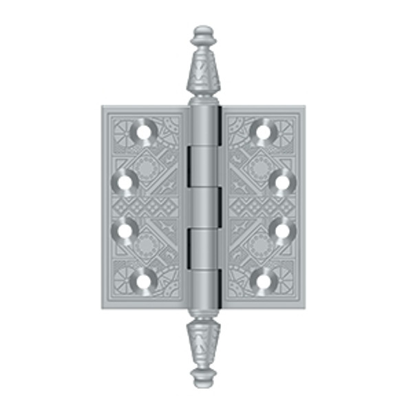 Deltana DSBP35U26D Satin Chrome Ornate 3-1/2" x 3-1/2" Square Corner Brass Hinge