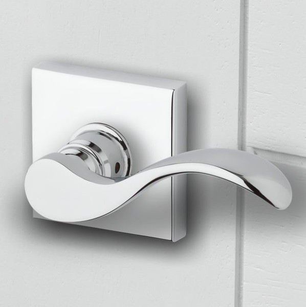 Baldwin Reserve PSCURCSR055 Lifetime Polished Nickel Passage Curve Lever with Contemporary Square Rose