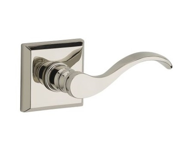 Baldwin Reserve PVCURTSR055 Lifetime Polished Nickel Privacy Curve Lever with Traditional Square Rose