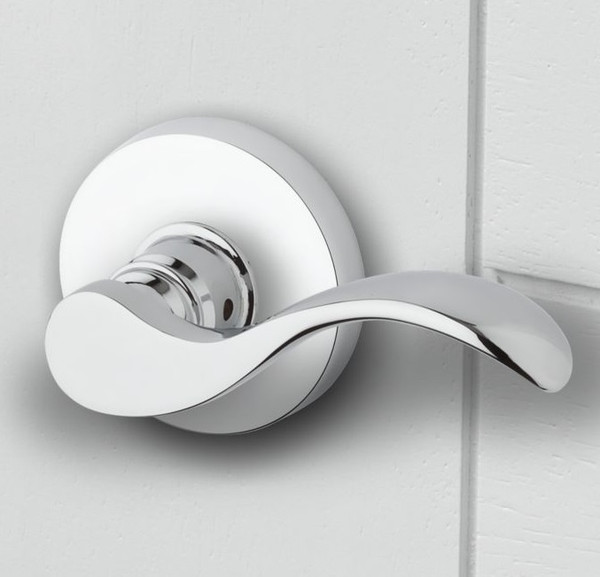 Baldwin Reserve PVCURCRR055 Lifetime Polished Nickel Privacy Curve Lever with Contemporary Round Rose