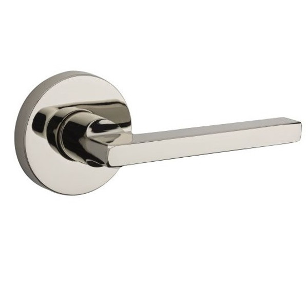 Baldwin Reserve PVSQUCRR055 Lifetime Polished Nickel Privacy Square Lever with Contemporary Round Rose