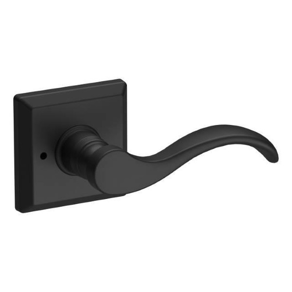 Baldwin Reserve PVCURTSR190 Satin Black Privacy Curve Lever with Traditional Square Rose