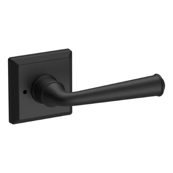 Baldwin Reserve PVFEDTSR190 Satin Black Privacy Federal Lever with Traditional Square Rose