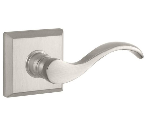 Baldwin Reserve PVCURTSR150 Satin Nickel Privacy Curve Lever with Traditional Square Rose