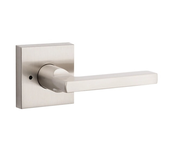 Baldwin Reserve PVSQUCSR150 Satin Nickel Privacy Square Lever with Contemporary Square Rose