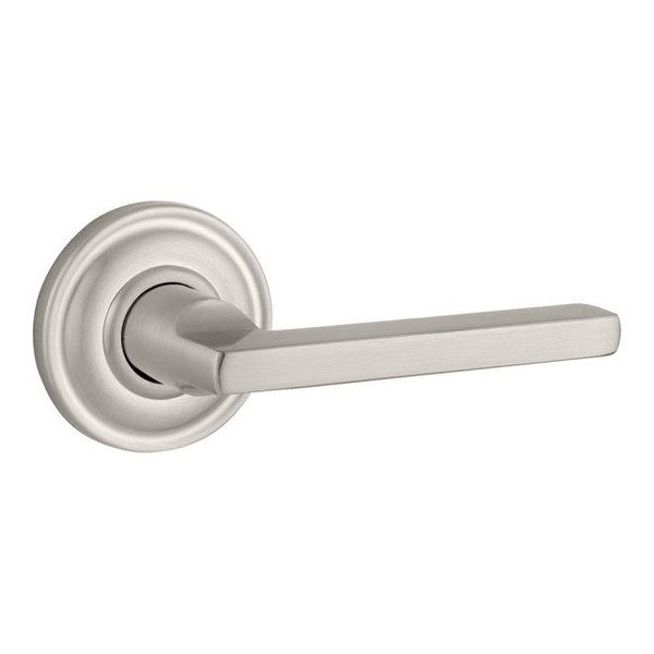 Baldwin Reserve PVSQUTRR150 Satin Nickel Privacy Square Lever with Traditional Round Rose