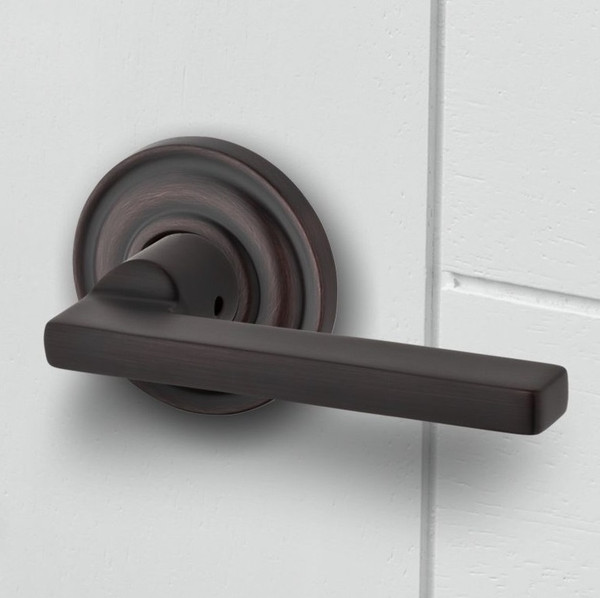 Baldwin Reserve PVSQUTRR112 Venetian Bronze Privacy Square Lever with Traditional Round Rose