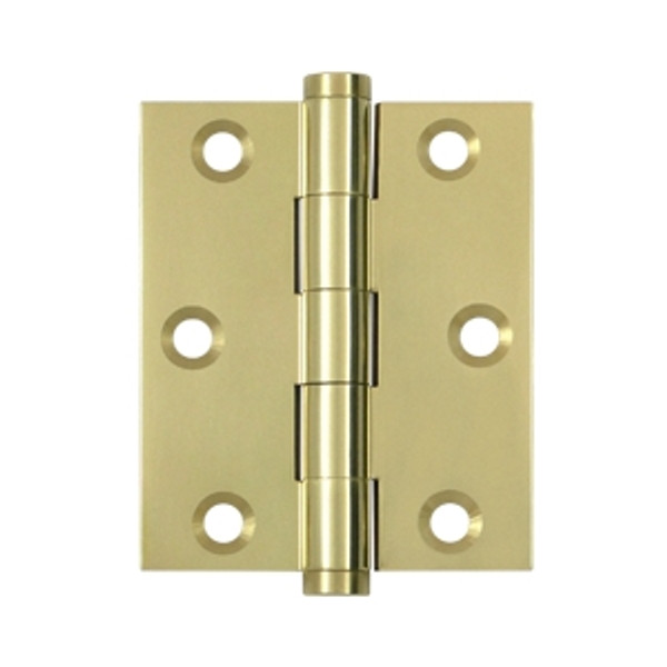 Deltana DSB3025US3-UNL Unlacquered Brass 3" x 2-1/2" Square Corner Brass Hinge