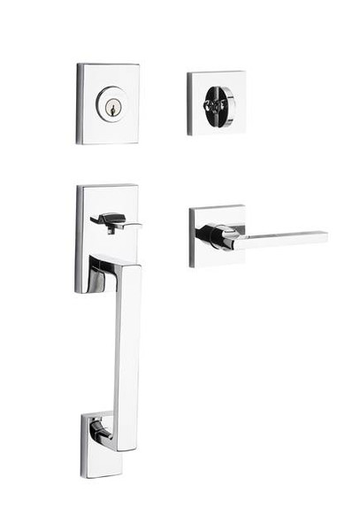 Baldwin Reserve SCLAJ260 Polished Chrome Single Cylinder La Jolla Handleset with Your Choice of Handle and Rosette