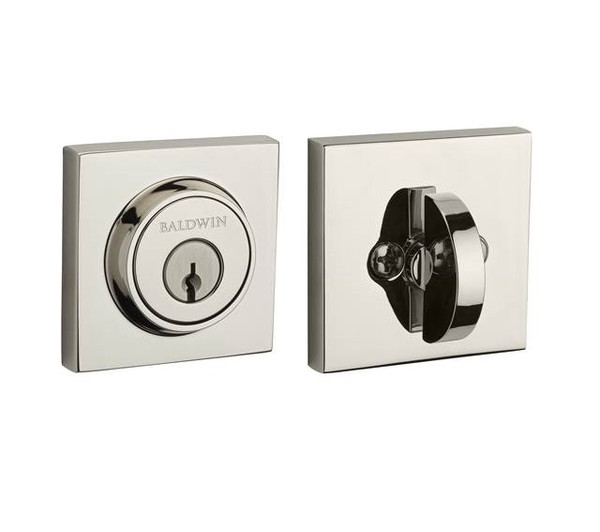 Baldwin Reserve SCCSD055 Lifetime Polished Nickel Single Cylinder Contemporary Square Deadbolt