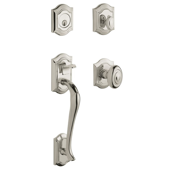 Baldwin 85327055FD Lifetime Polished Nickel Dummy Bethpage Handleset with Bethpage Knob