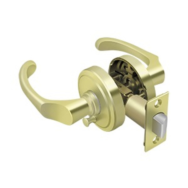Deltana PRCLR2U3RH Chapelton Lever Privacy; Right Hand; Bright Brass Finish