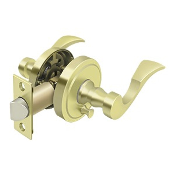 Deltana PRLLR2U3LH Lacovia Lever Privacy; Left Hand; Bright Brass Finish