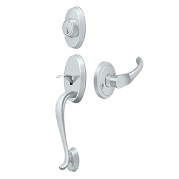 Deltana PRRHCHU26 Riversdale Handleset with Chapelton Lever Entry; Polished Chrome Finish
