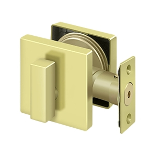 Deltana ZDSU3 Solid Brass Modern Square Deadbolt Lock Grade 3; Bright Brass Finish