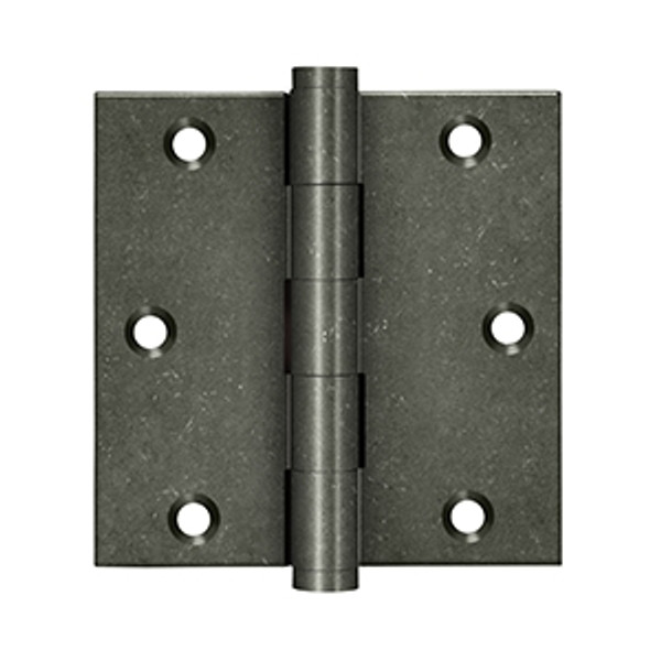 Deltana DSB3510WM White Bronze Medium Distressed Finish 3-1/2" x 3-1/2" Square Corner Brass Hinge