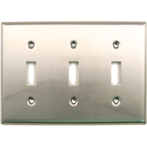 Rusticware 789SN Triple Toggle Switch Plate Satin Nickel Finish