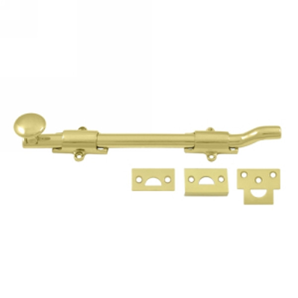 Deltana FPG103 Polished Brass 10" HD Offset Surface Bolt