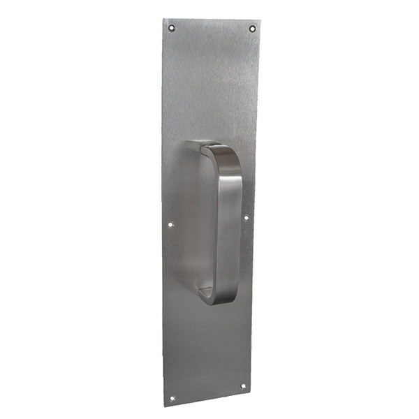 Trimco 1015-3-606 Satin Brass 4" x 16" Pull Plate with 6" CTC Pull