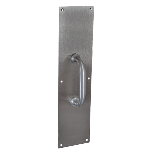 Trimco 1010-2-626 Satin Chrome 3" x 15" Pull Plate with 5" CTC Pull
