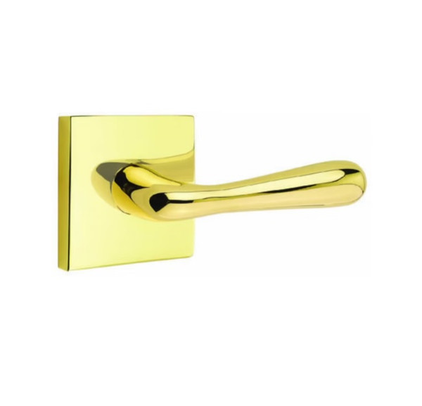 Emtek BA-US3NL-PRIV Unlacquered Brass Basel Privacy Lever with Your Choice of Rosette