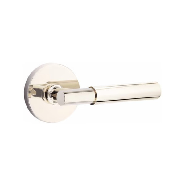 Emtek MYL-US14-PHD Polished Nickel Myles Pair Half Dummy Levers with Your Choice of Rosette