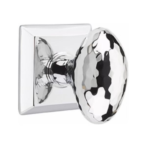 Emtek HE-US26-PHD Polished Chrome Hammered Egg (Pair) Half Dummy Knobs with Your Choice of Rosette