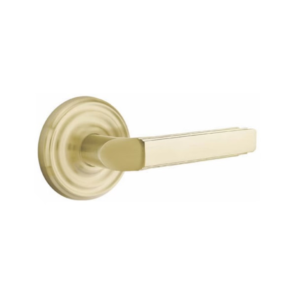 Emtek M-US4-PASS Satin Brass Milano Passage Lever with Your Choice of Rosette