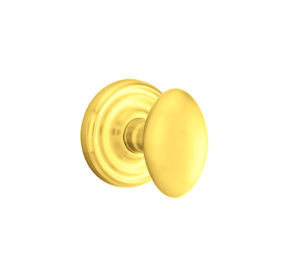 Emtek E-US3NL-PHD Unlacquered Brass Egg (Pair) Half Dummy Knobs with Your Choice of Rosette