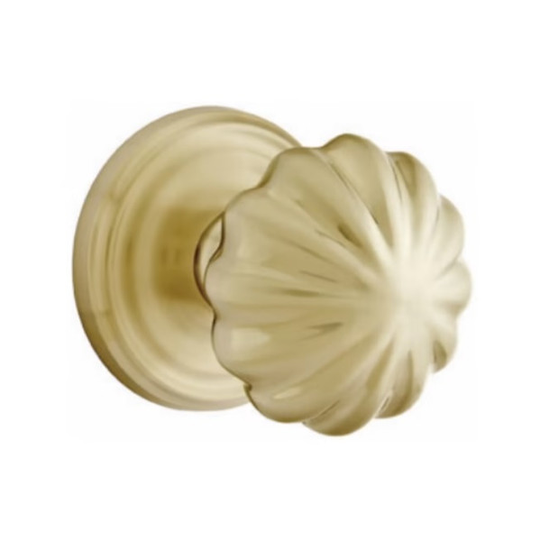 Emtek MN-US4-PASS Satin Brass Melon Passage Knob with Your Choice of Rosette