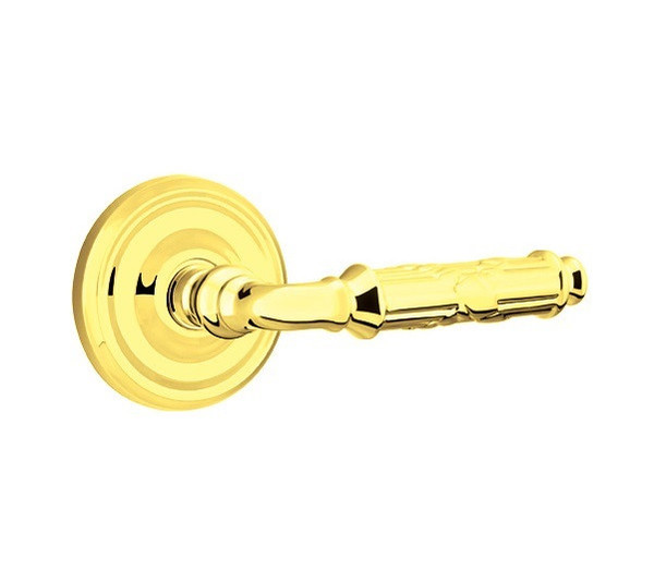 Emtek RBL-US3NL-PASS Unlacquered Brass Ribbon & Reed Passage Lever with Your Choice of Rosette