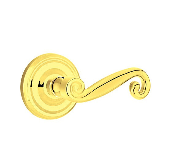 Emtek R-US3NL-PASS Unlacquered Brass Rustic Passage Lever with Your Choice of Rosette