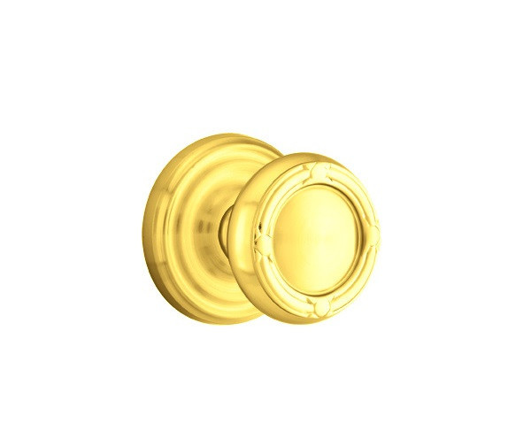 Emtek RBK-US3NL-PASS Unlacquered Brass Ribbon & Reed Passage Knob with Your Choice of Rosette