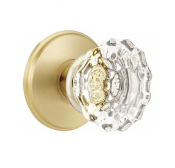 Emtek AS-US4-PRIV Satin Brass Astoria Clear Glass Privacy Knob with Your Choice of Rosette