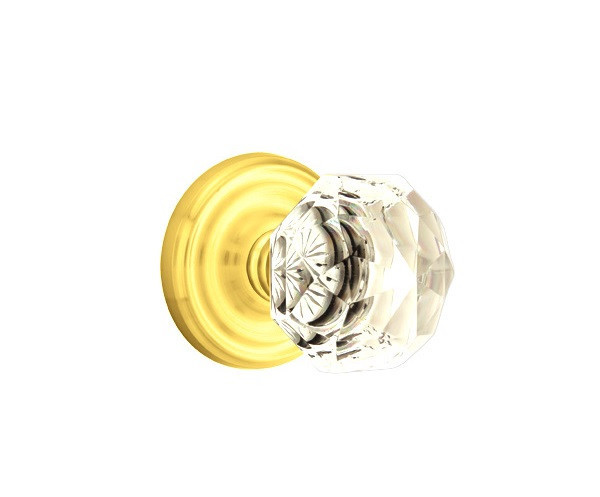 Emtek CK-US3NL-PHD Unlacquered Brass Diamond Glass (Pair) Half Dummy Knobs with Your Choice of Rosette