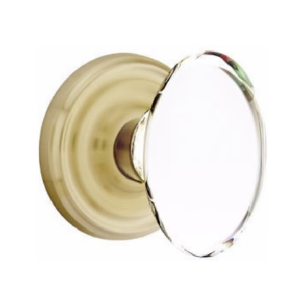 Emtek HT-US4-PASS Satin Brass Hampton Glass Passage Knob with Your Choice of Rosette