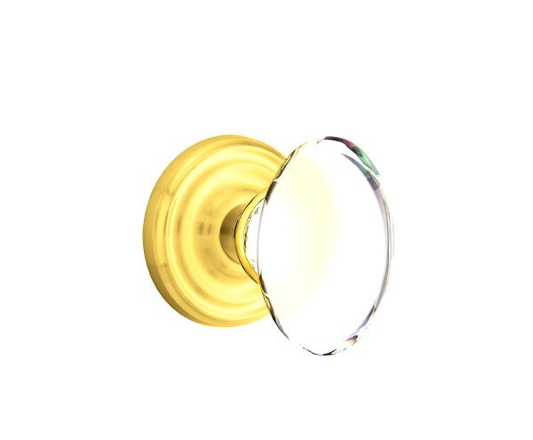 Emtek HT-US3NL-PASS Unlacquered Brass Hampton Glass Passage Knob with Your Choice of Rosette