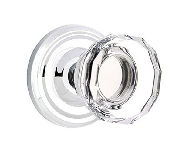 Emtek LW-US26-PRIV Polished Chrome Lowell Glass Privacy Knob with Your Choice of Rosette