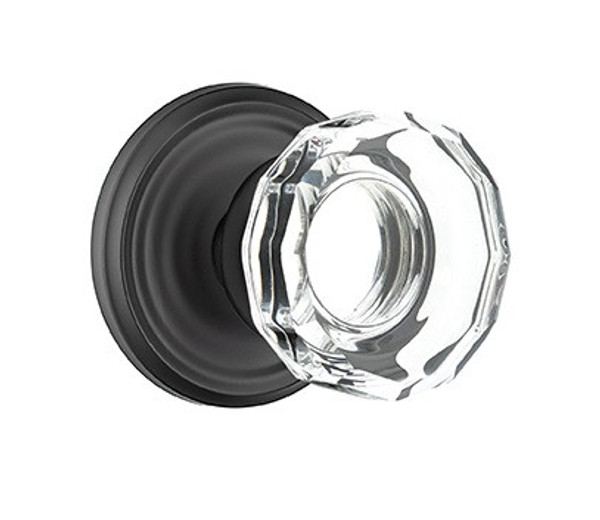 Emtek LW-US19-PRIV Flat Black Lowell Glass Privacy Knob with Your Choice of Rosette