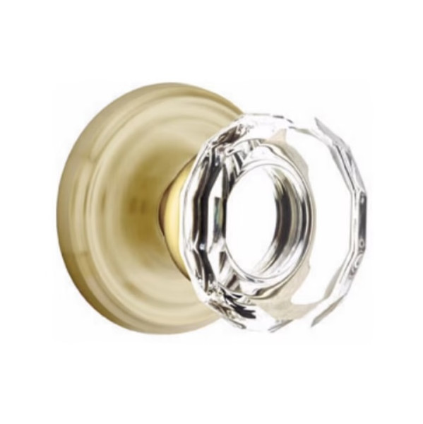 Emtek LW-US4-PHD Satin Brass Lowell Glass (Pair) Half Dummy Knobs with Your Choice of Rosette