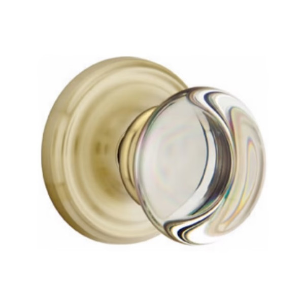 Emtek PC-US4-PHD Satin Brass Providence Glass (Pair) Half Dummy Knobs with Your Choice of Rosette