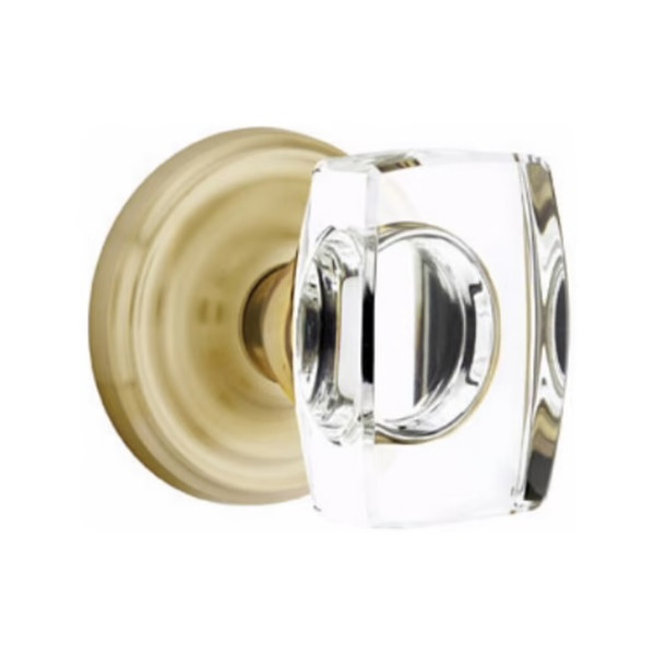 Emtek WS-US4-PHD Satin Brass Windsor Glass (Pair) Half Dummy Knobs with Your Choice of Rosette