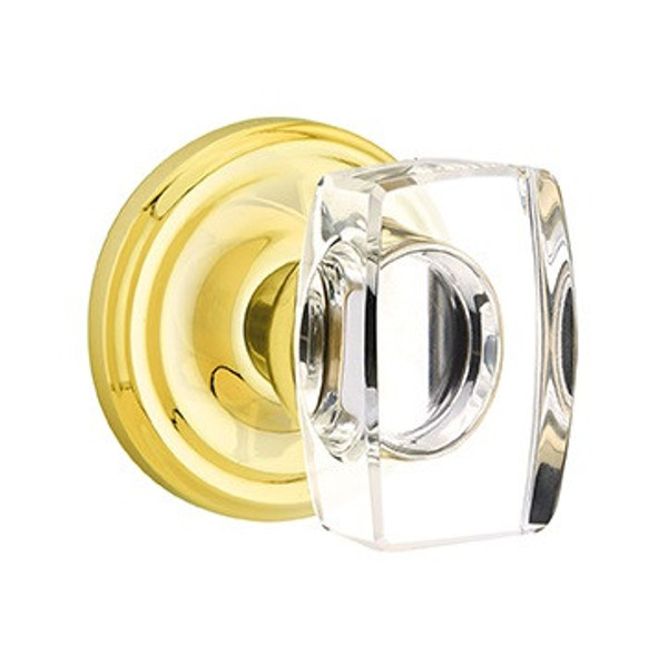 Emtek WS-US3NL-PRIV Unlacquered Brass Windsor Glass Privacy Knob with Your Choice of Rosette